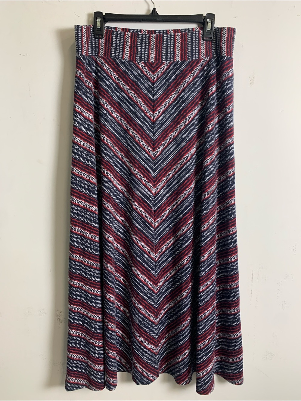 Westport Chevron Maxi Skirt in Navy and Red
